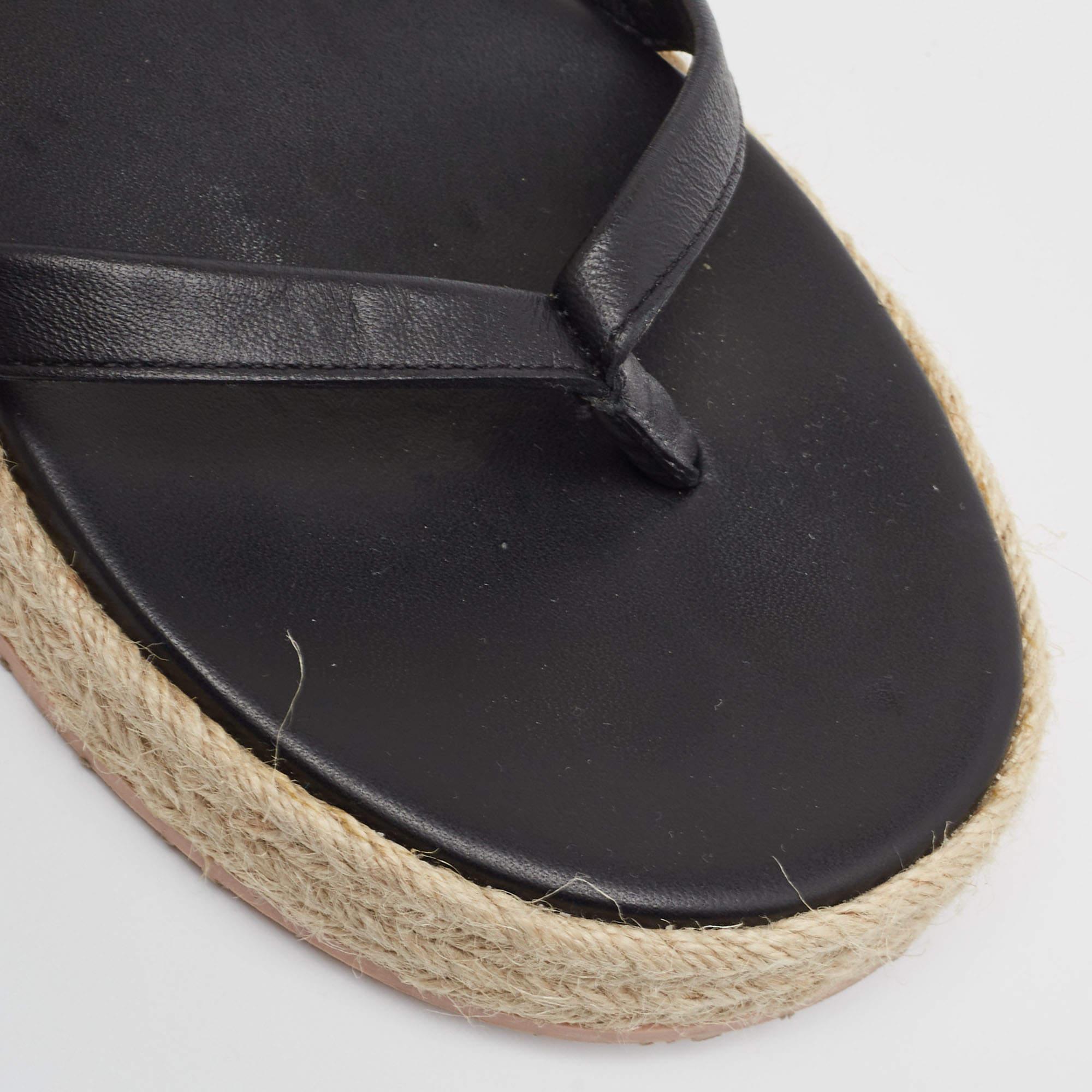 Gianvito Rossi Black Leather Ankle Tie Espadrille Sandals Size 38 For Sale 3