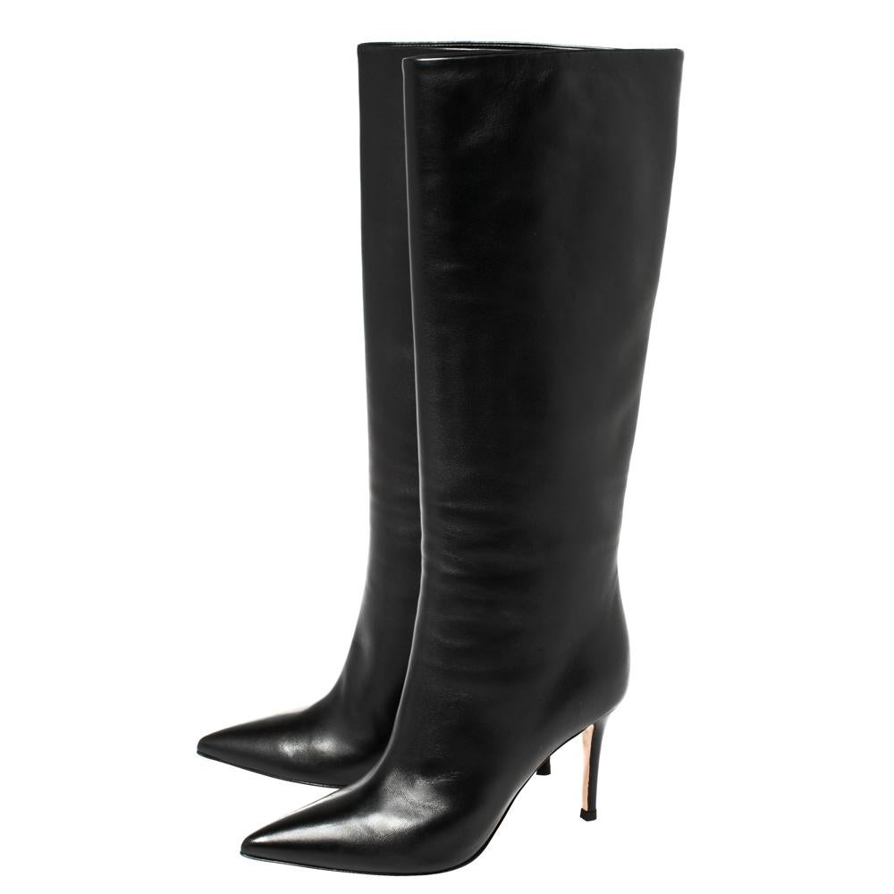 Gianvito Rossi Black Leather Boots Size 36.5 2