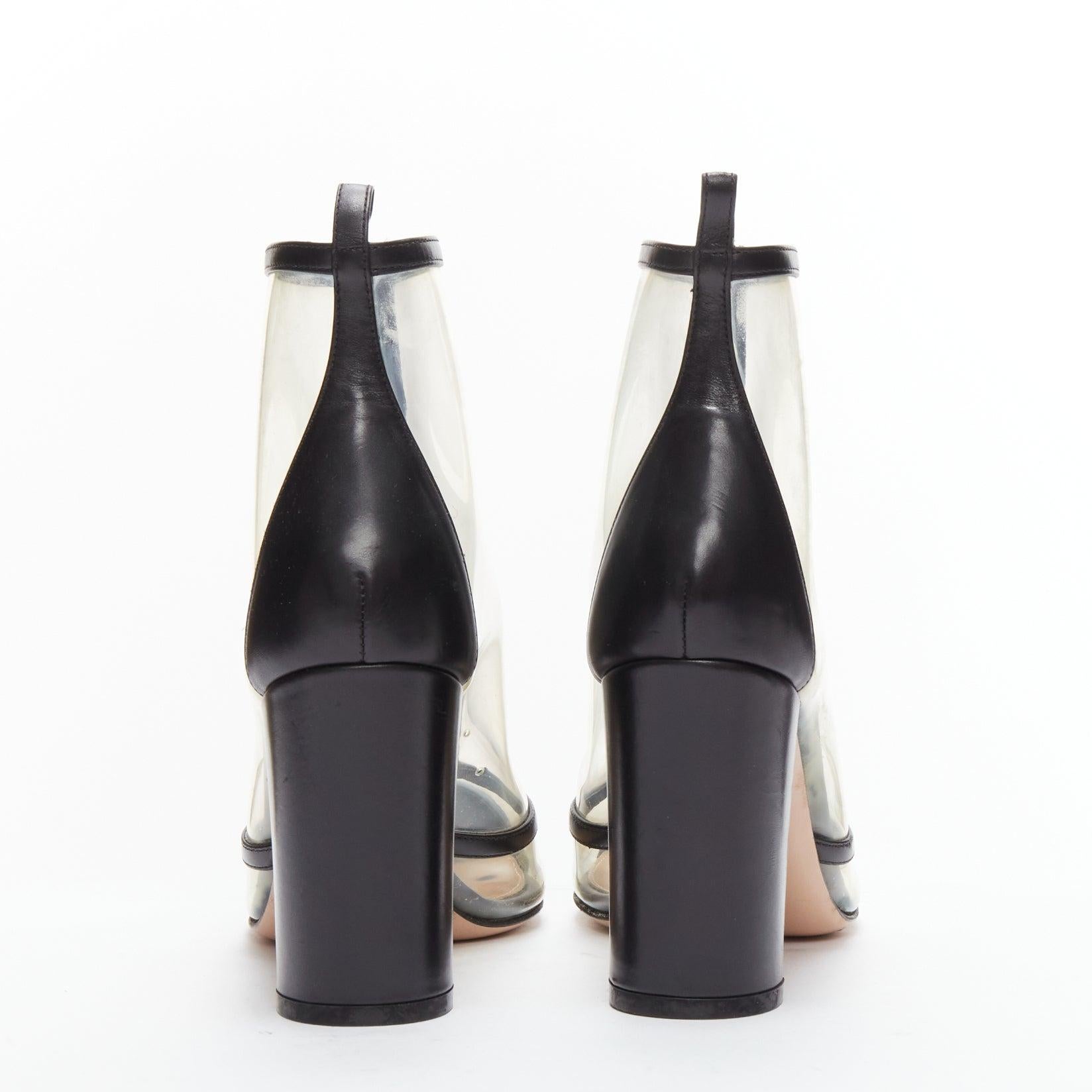 GIANVITO ROSSI bottines en cuir noir et PVC transparent EU38.5 Pour femmes en vente