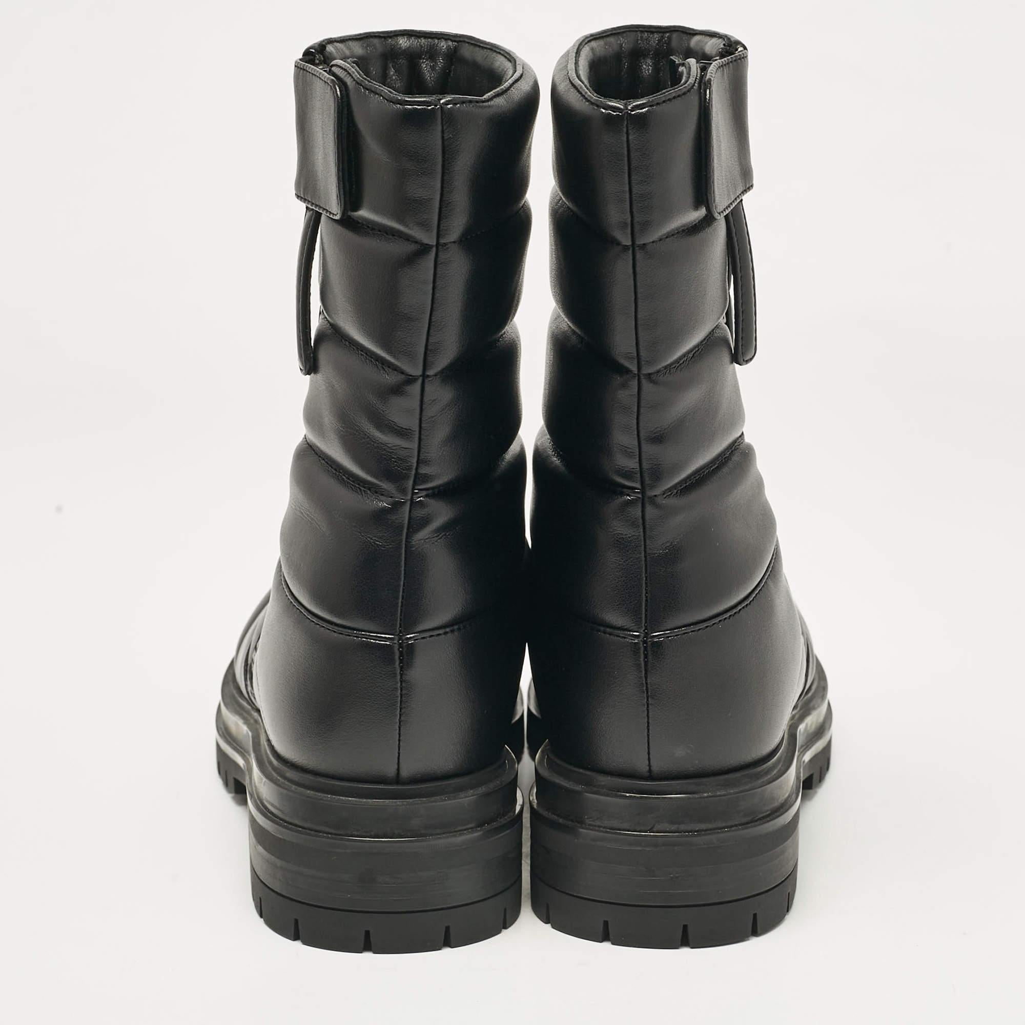 Gianvito Rossi Black Leather Eiko Padded Combat Boots Size 37 For Sale 1