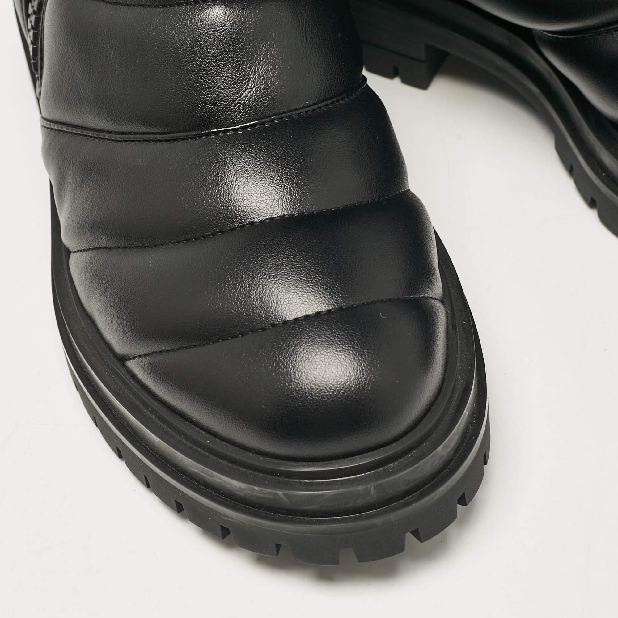 Gianvito Rossi Black Leather Eiko Padded Combat Boots Size 37 For Sale 3