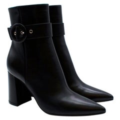 Gianvito Rossi Black Leather Evelyn Heeled Ankle Boots - Size EU 37.5