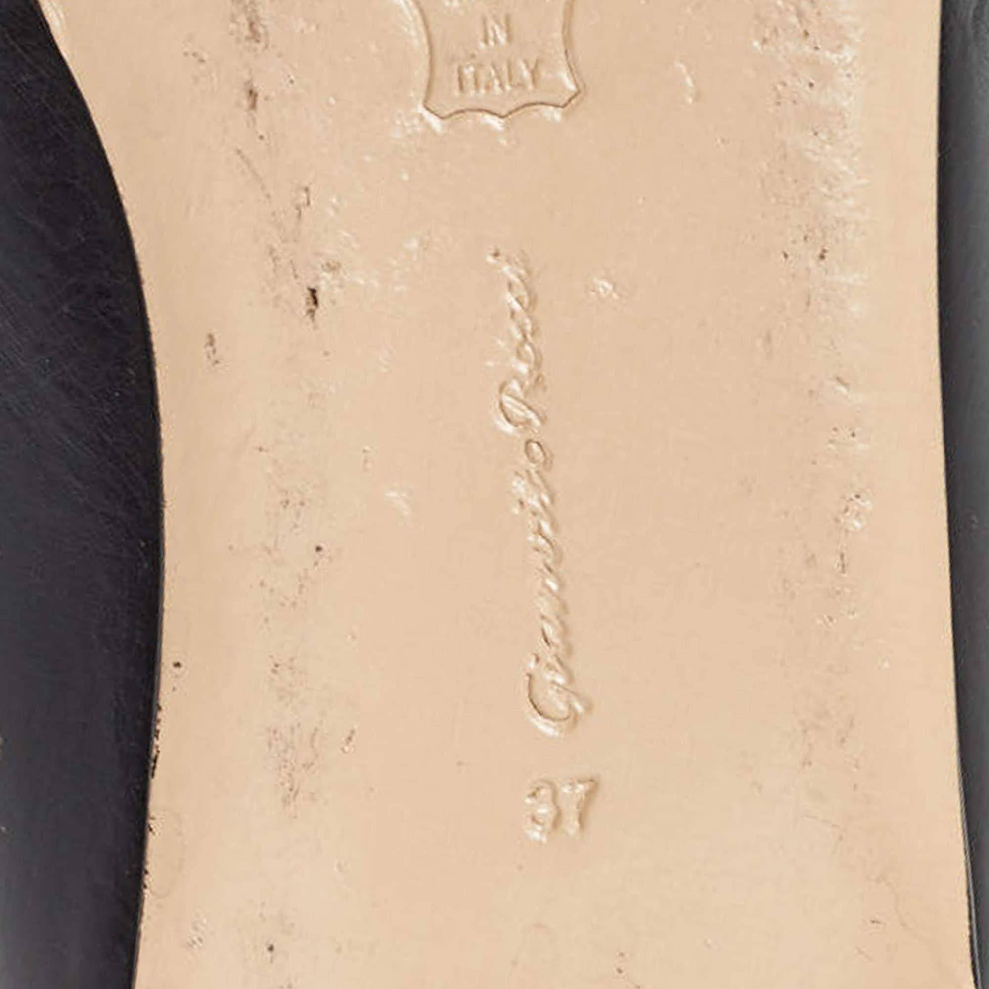 Gianvito Rossi Black Leather Femi Ankle Tie Flats Size 37 For Sale 4