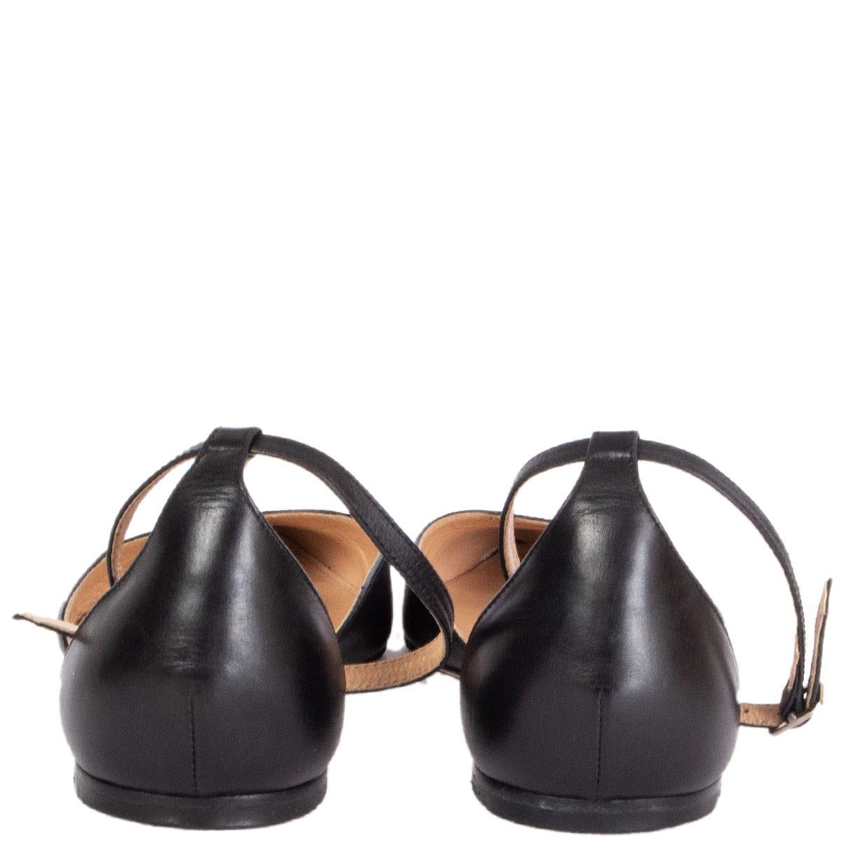 GIANVITO ROSSI cuero negro GIA Correa de tobillo Bailarinas Zapatos 36.5 en Excelente Estado en Zürich, CH