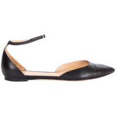 GIANVITO ROSSI cuero negro GIA Correa de tobillo Bailarinas Zapatos 36.5