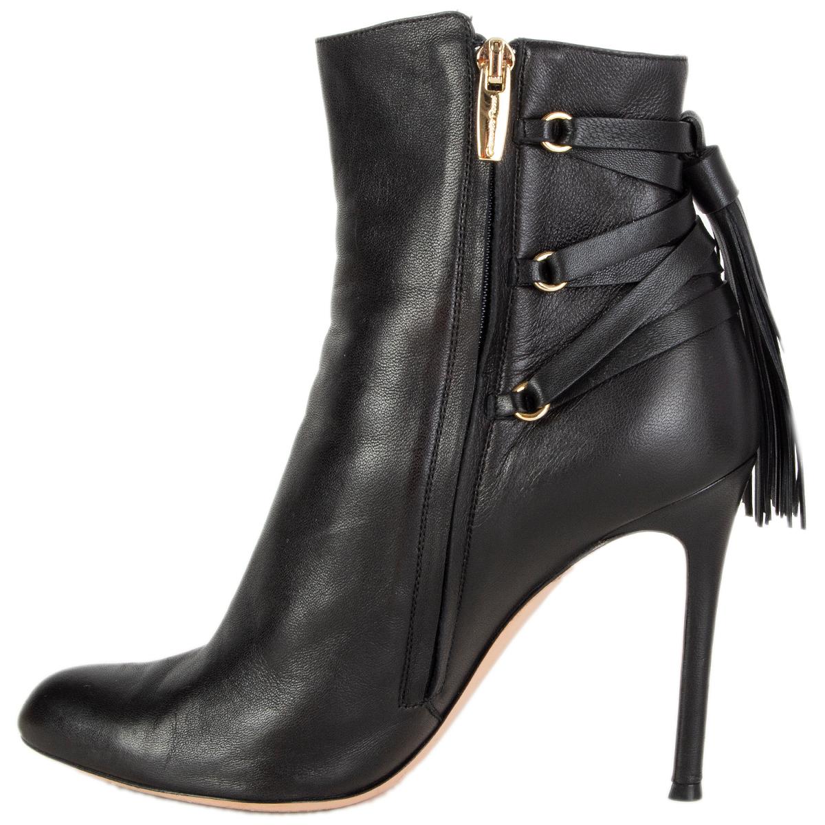leather tassel ankle boots