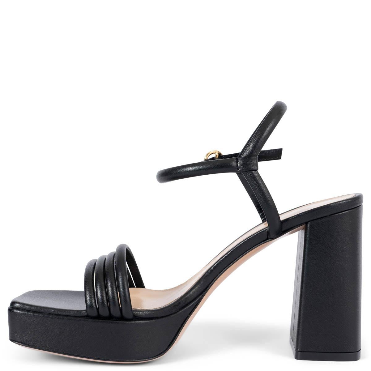 GIANVITO ROSSI black leather LENA 95 Platform Sandals Shoes 36 In New Condition For Sale In Zürich, CH