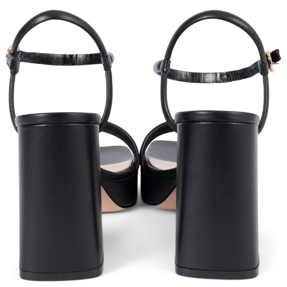 Women's GIANVITO ROSSI black leather LENA 95 Platform Sandals Shoes 36 For Sale