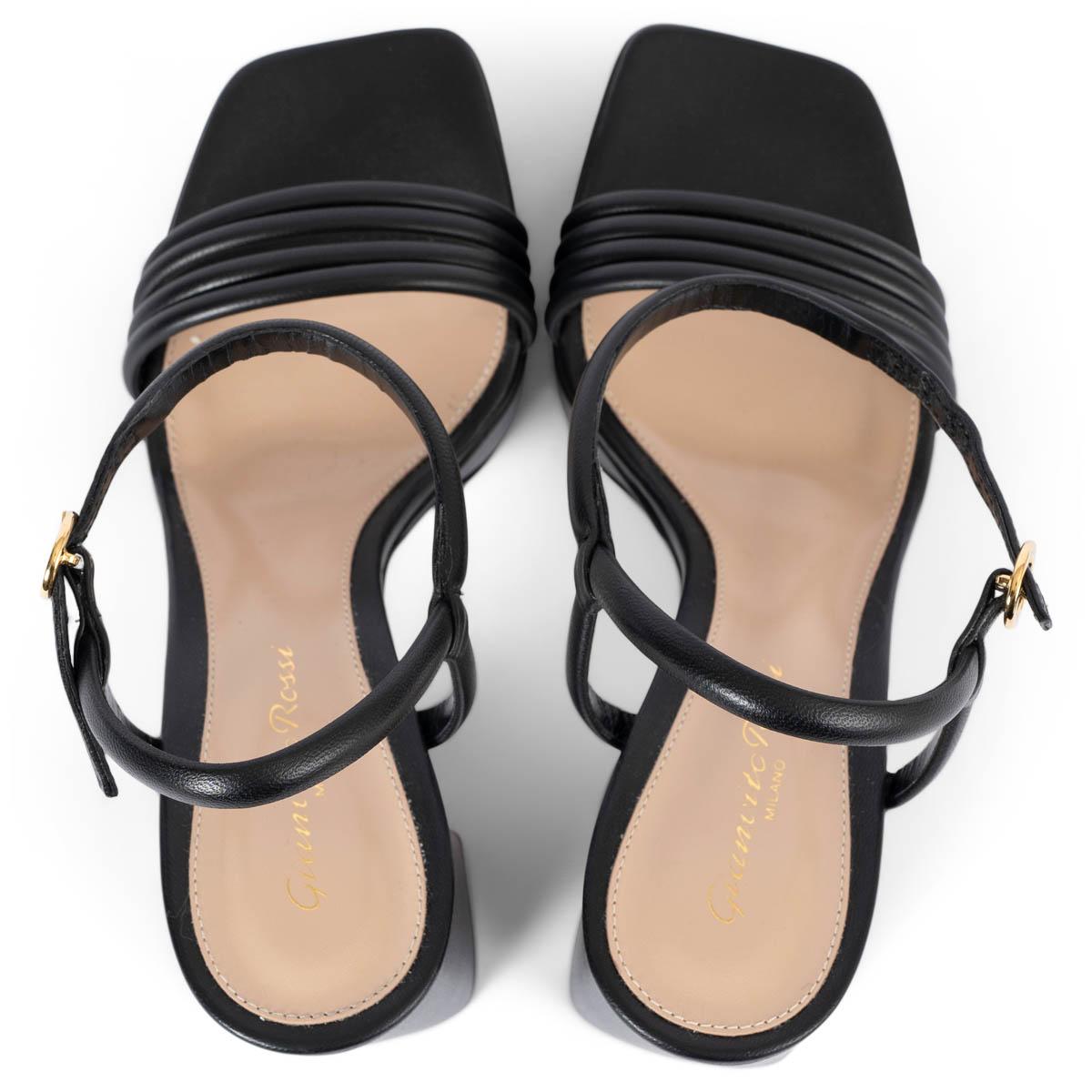 GIANVITO ROSSI black leather LENA 95 Platform Sandals Shoes 36 For Sale 1