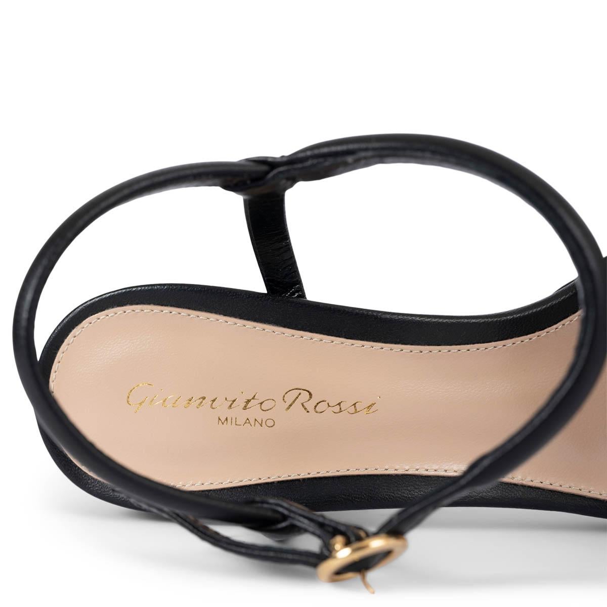 GIANVITO ROSSI black leather LENA 95 Platform Sandals Shoes 36 For Sale 3