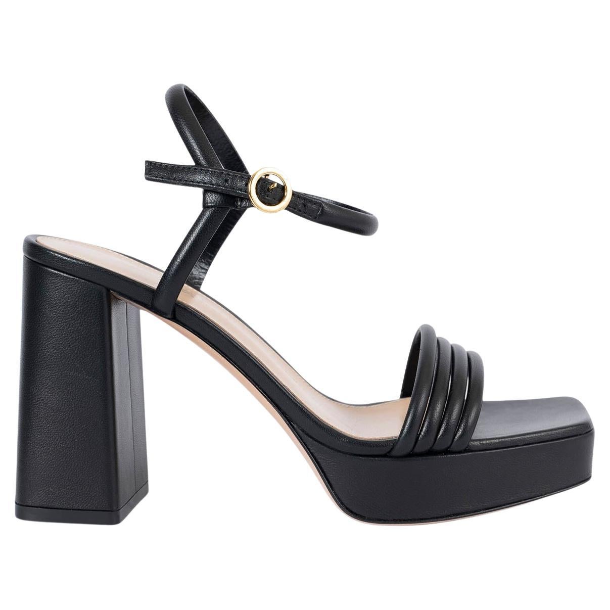 GIANVITO ROSSI black leather LENA 95 Platform Sandals Shoes 36 For Sale