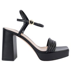 GIANVITO ROSSI black leather LENA 95 Platform Sandals Shoes 36