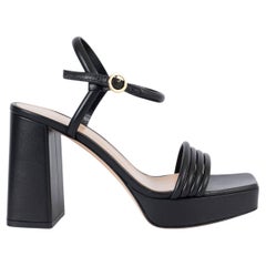 GIANVITO ROSSI cuir noir LENA 95 Sandales à plateforme Chaussures 36