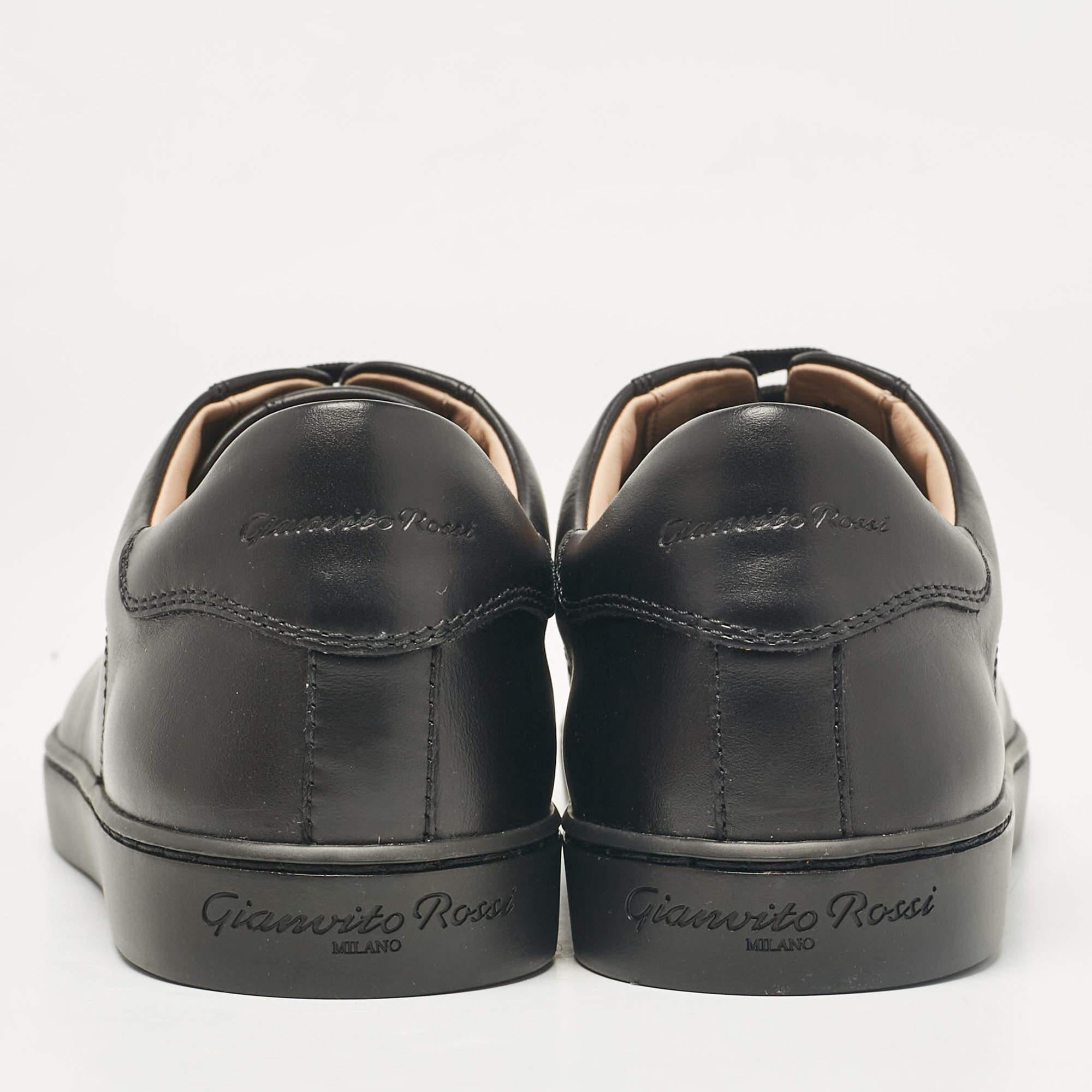 Gianvito Rossi Black Leather Low Top Sneakers Size 38.5 For Sale 1