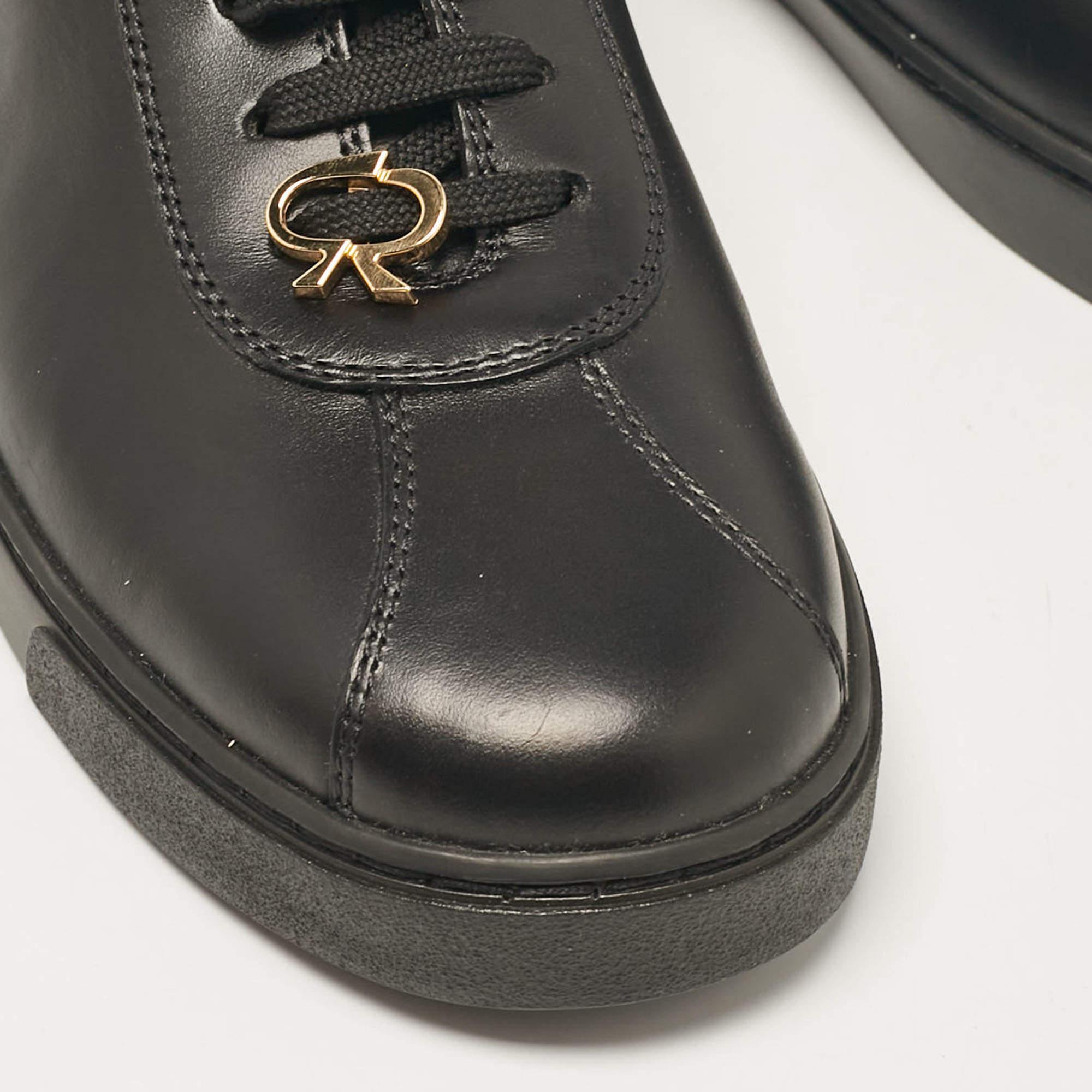 Gianvito Rossi Black Leather Low Top Sneakers Size 38.5 For Sale 3