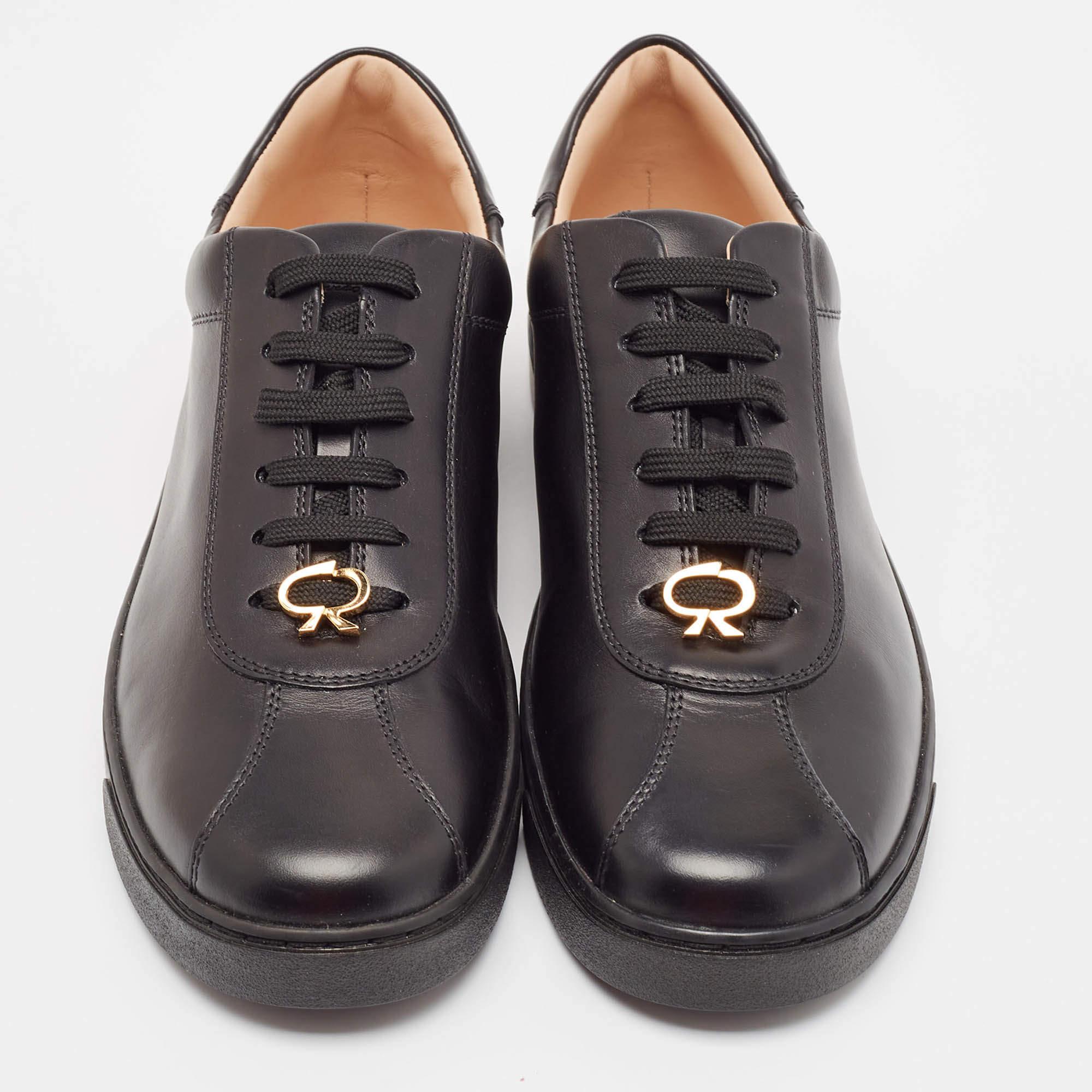 Noir Gianvito Rossi - Baskets basses en cuir noir - Taille 39 en vente