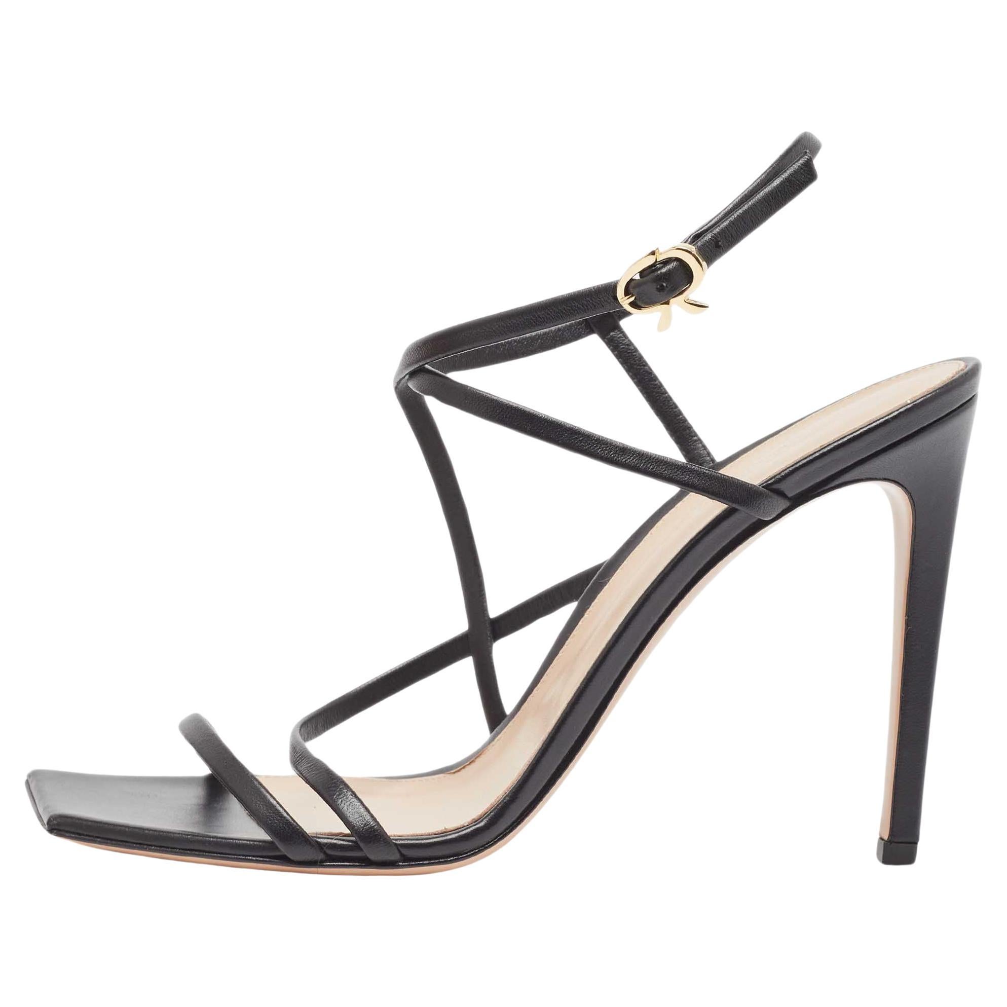 Gianvito Rossi Sandales Manille en cuir noir Taille 39.5 en vente