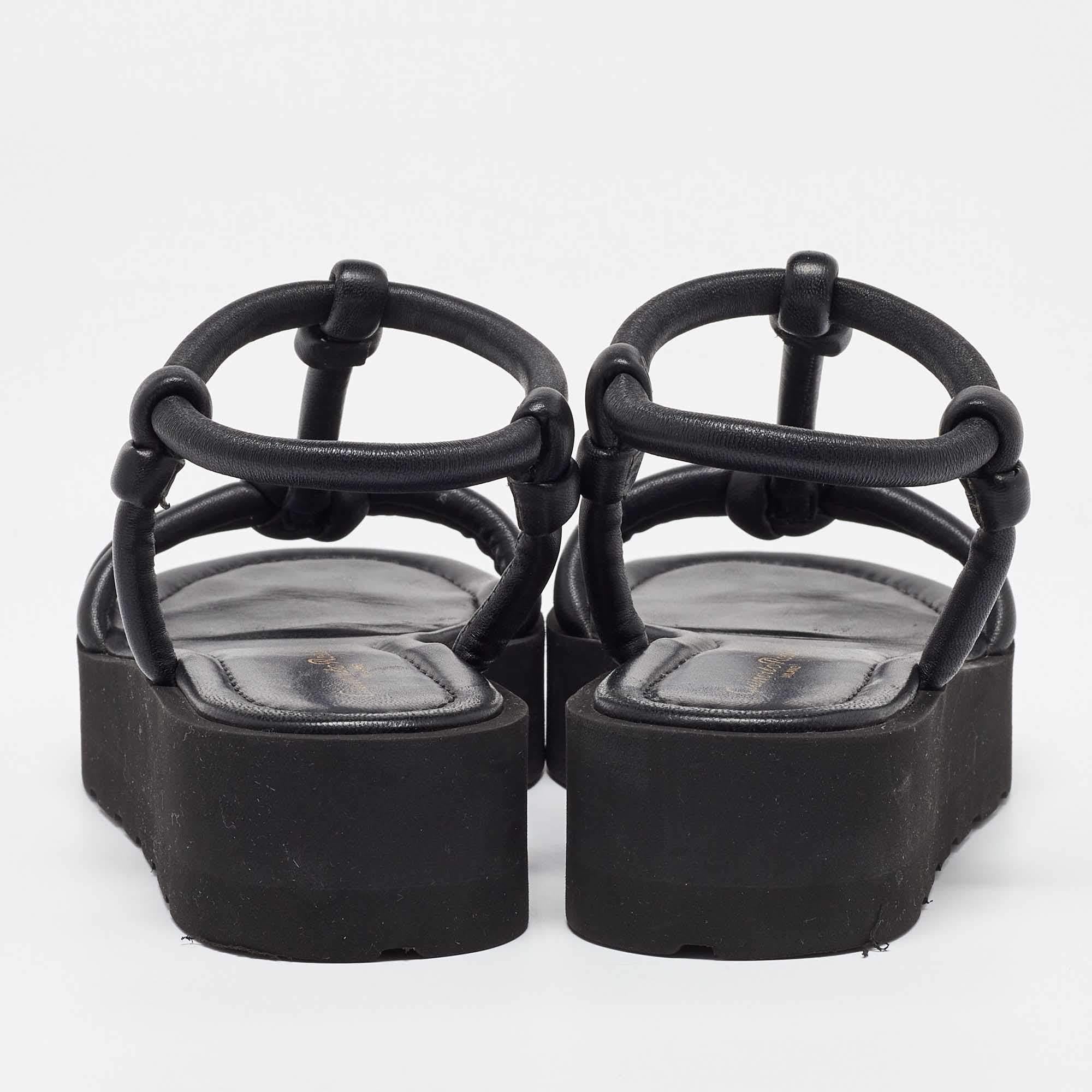 Gianvito Rossi Black Leather Marine Platform Sandals Size 38 1
