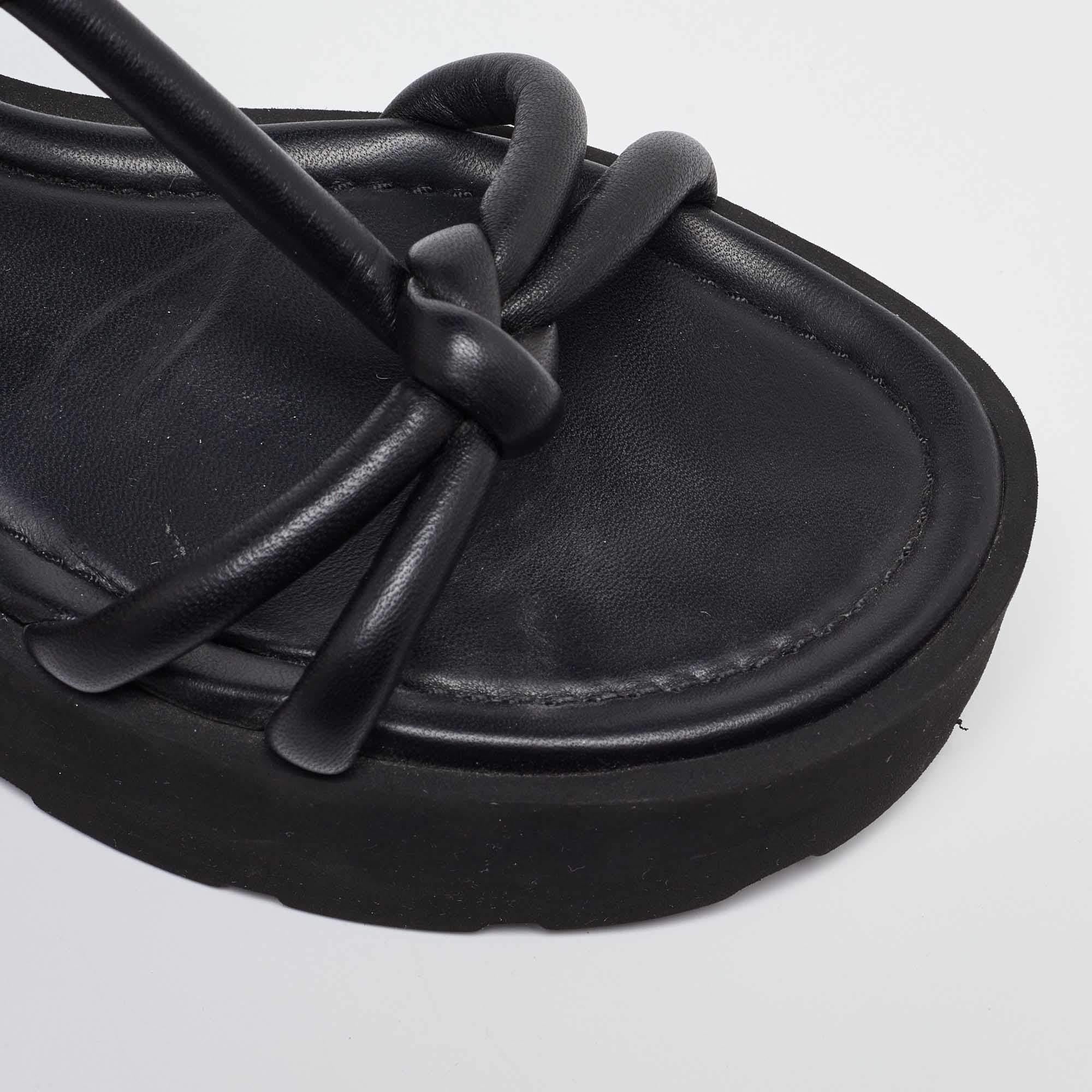 Gianvito Rossi Black Leather Marine Platform Sandals Size 38 3