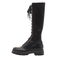Gianvito Rossi Martis Schnürstiefel aus schwarzem Leder Größe 39,5