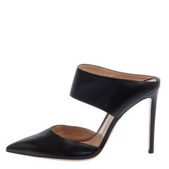 Gianvito Rossi Schwarz Leder Slipper Sandalen Größe 42