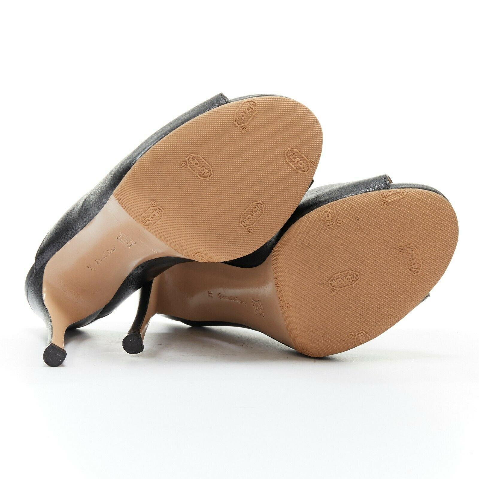Black GIANVITO ROSSI black leather open toe high heel slip on mule EU37