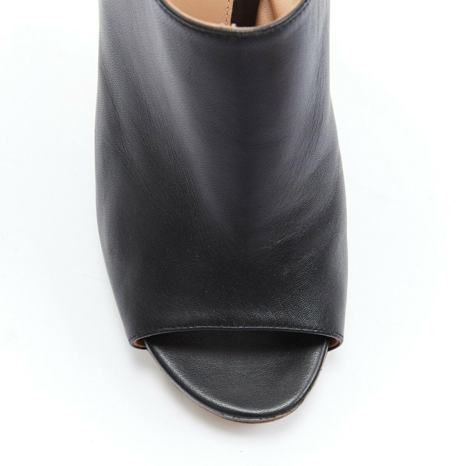 GIANVITO ROSSI black leather open toe high heel slip on mule EU37 In Excellent Condition In Hong Kong, NT