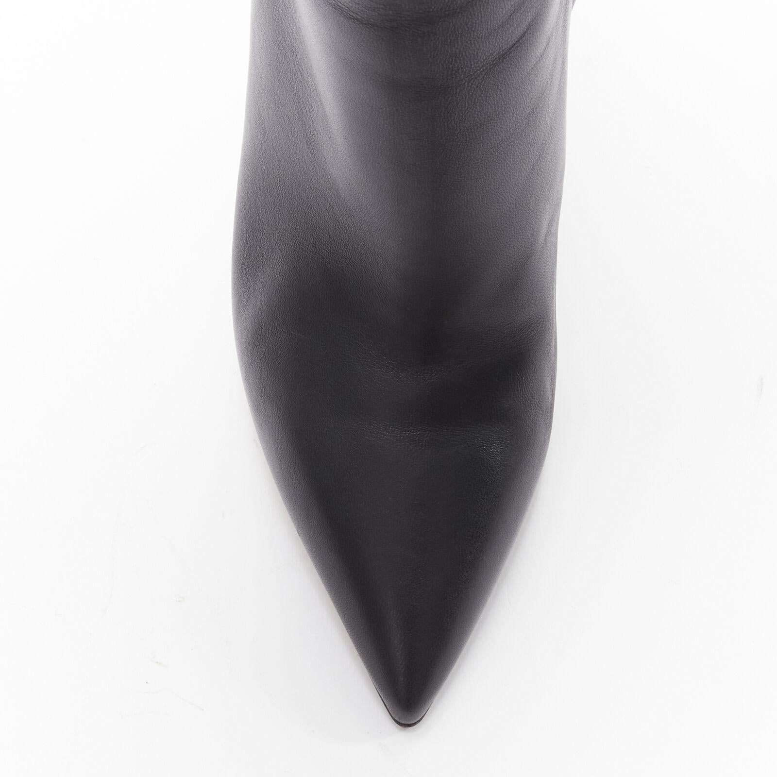 GIANVITO ROSSI black leather point toe spool heeled tall boots EU39 US9 3