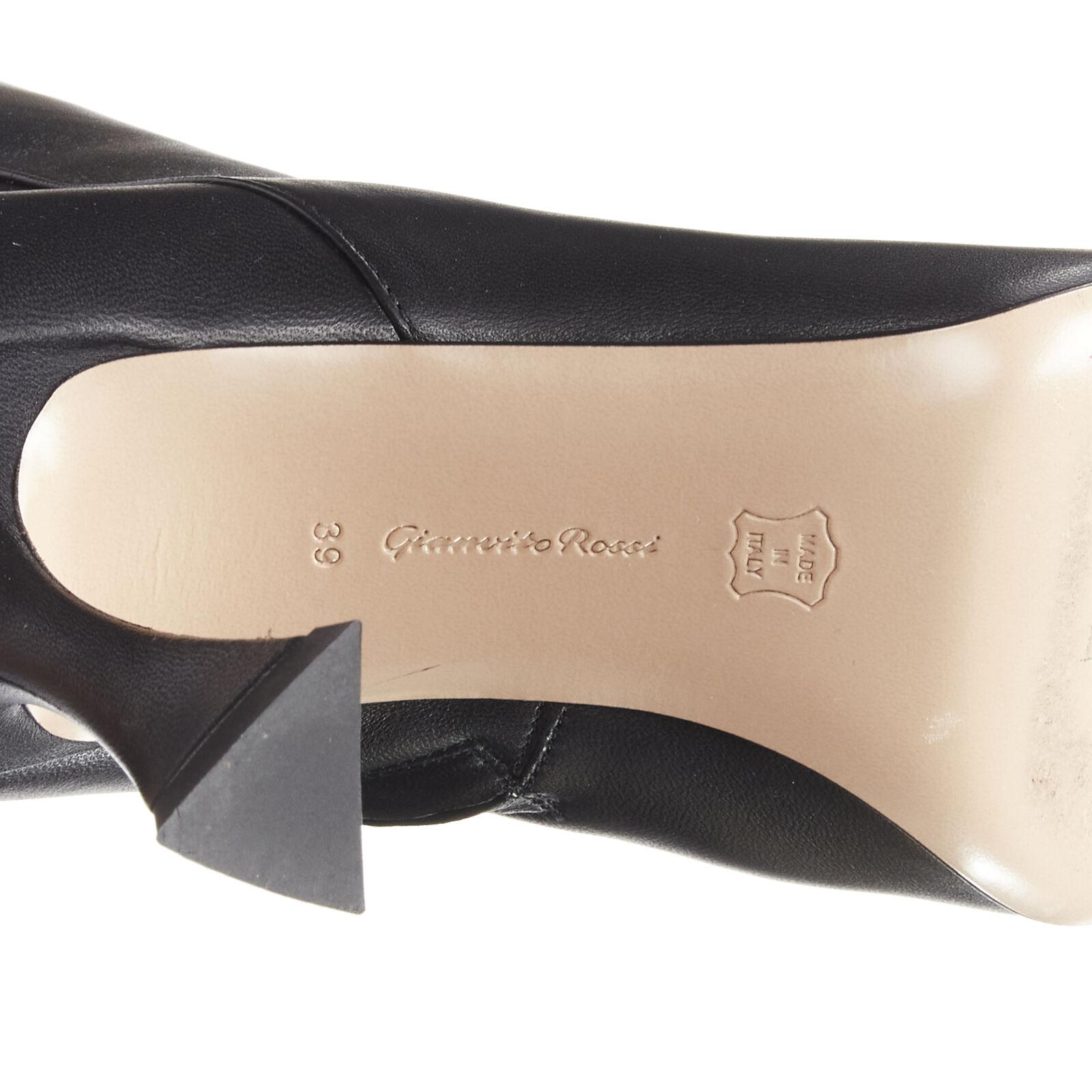 GIANVITO ROSSI black leather point toe spool heeled tall boots EU39 US9 5