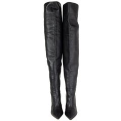 GIANVITO ROSSI black leather Pointed Toe Over Knee Boots Shoes 38