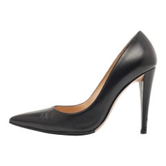 Gianvito Rossi Black Leather Pointed Toe Pumps Size 36.5