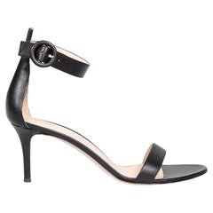 Gianvito Rossi Black Leather Portofino 70 Sandals Size IT 41