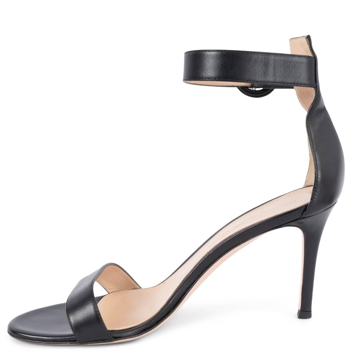 Black GIANVITO ROSSI black leather PORTOFINO 85 Sandals Shoes 37.5 For Sale