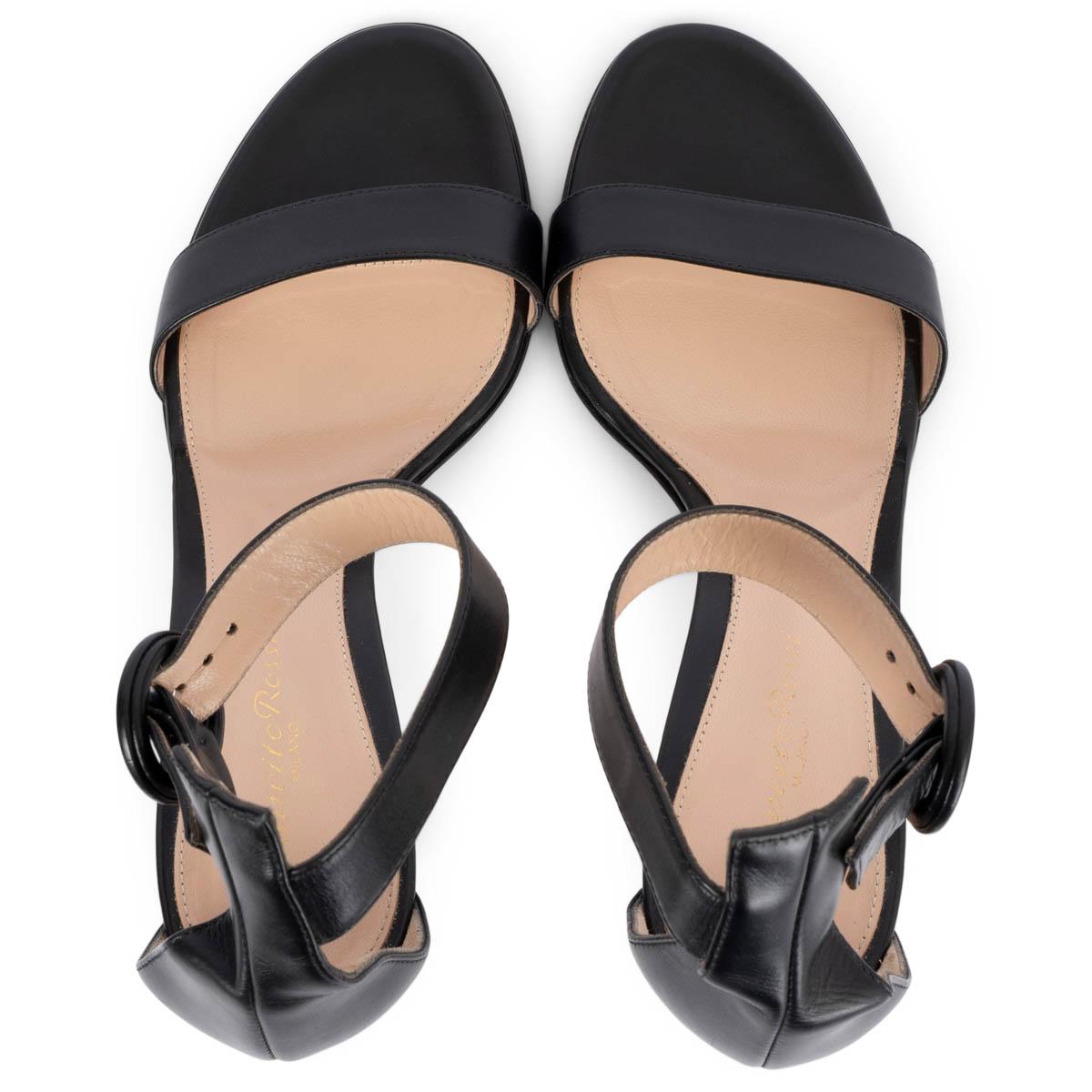 Women's GIANVITO ROSSI black leather PORTOFINO 85 Sandals Shoes 37.5 For Sale