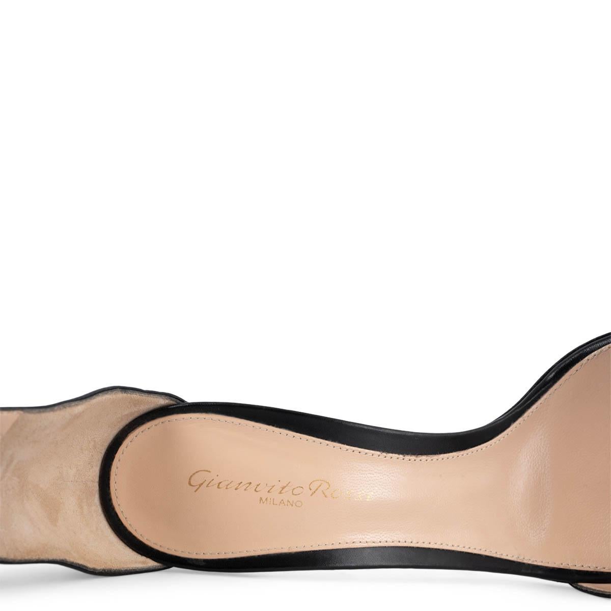 GIANVITO ROSSI black leather PORTOFINO 85 Sandals Shoes 37.5 For Sale 1