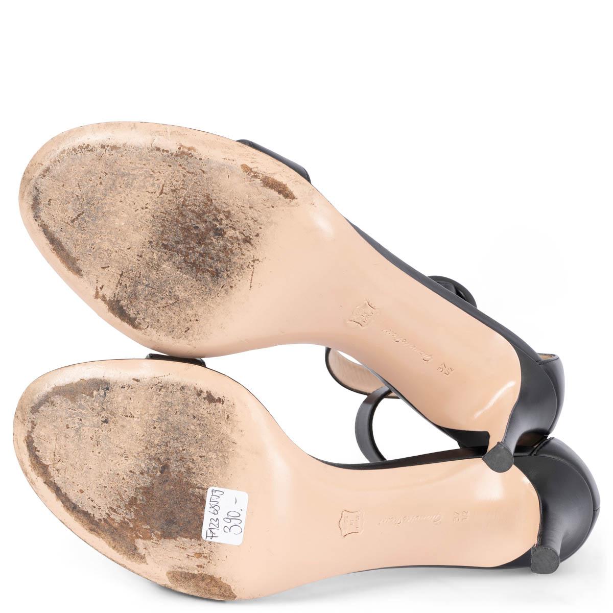 GIANVITO ROSSI black leather PORTOFINO 85 Sandals Shoes 37.5 For Sale 2