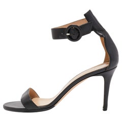 Gianvito Rossi Black Leather Portofino Ankle Strap Sandals Size 40