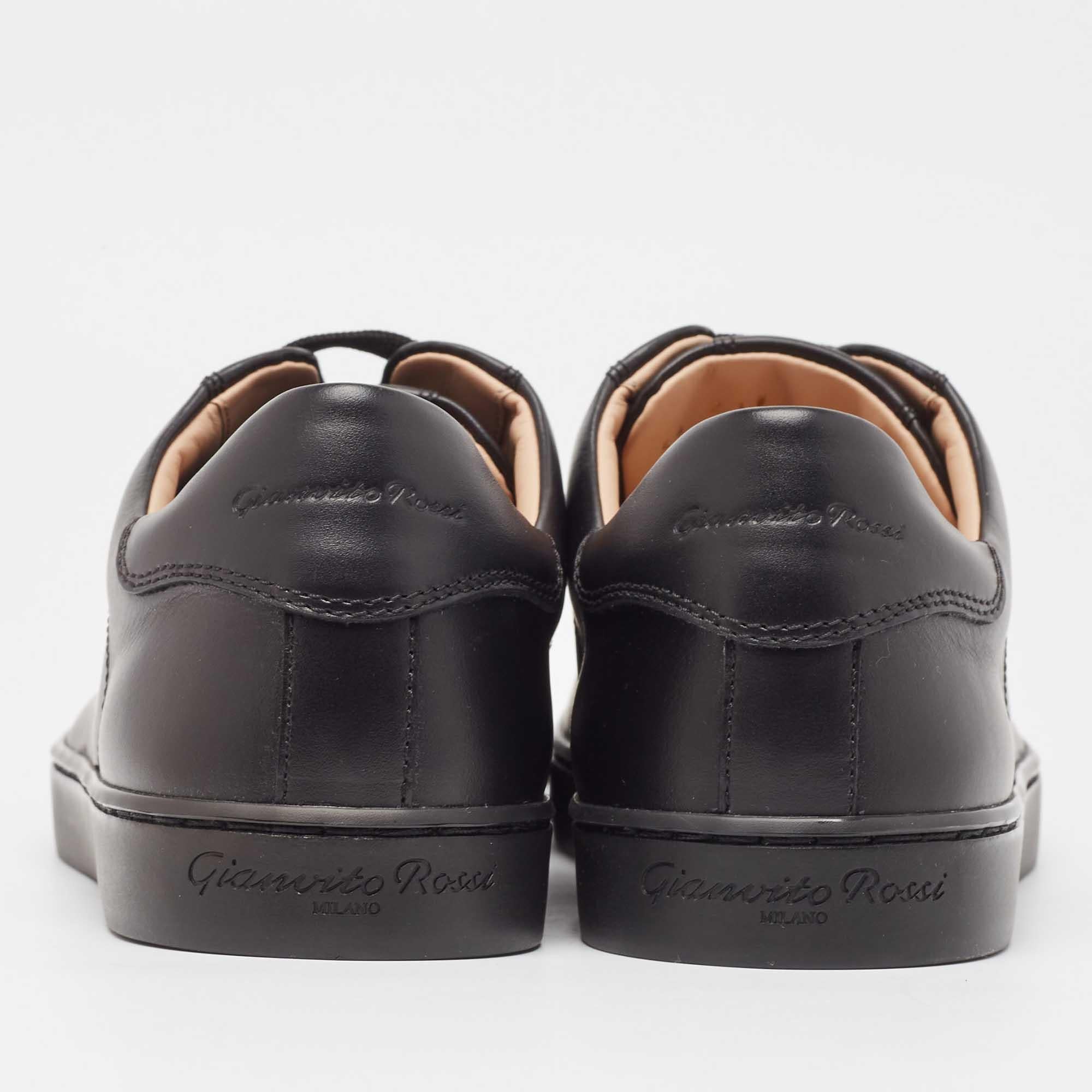 Gianvito Rossi Black Leather Ribbon Low Top Sneakers Size 37.5 For Sale 1