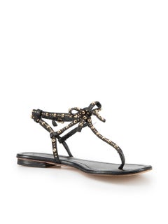 Gianvito Rossi Black Leather Studded Sandals Size IT 36