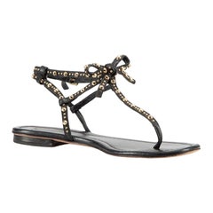 Gianvito Rossi Black Leather Studded Sandals Size IT 36