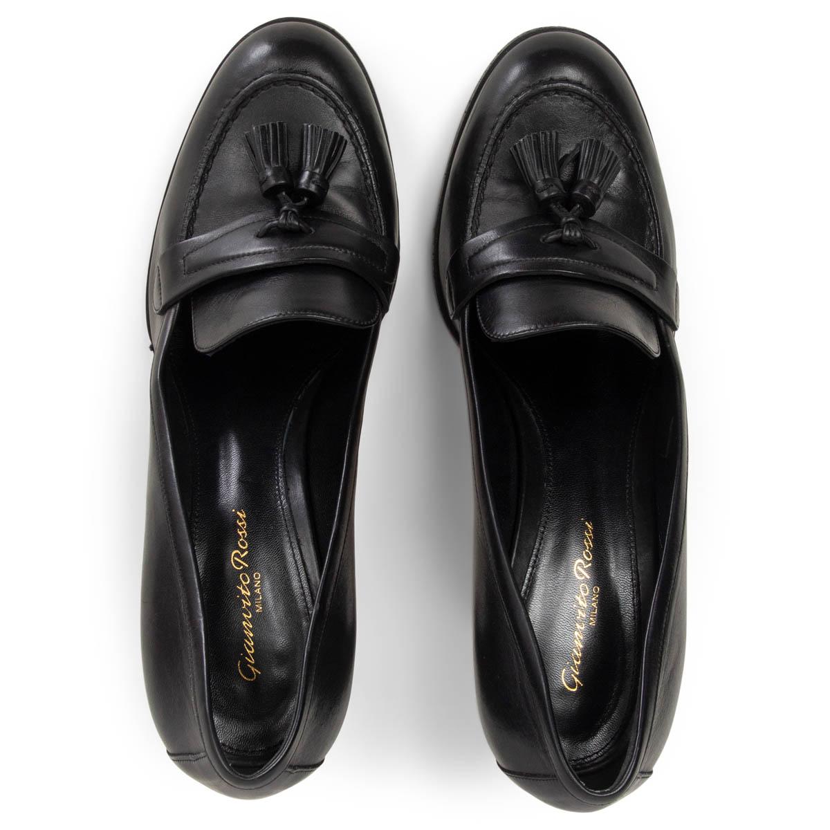 GIANVITO ROSSI black leather TASSEL LOAFER Pumps Shoes 41 In Excellent Condition For Sale In Zürich, CH