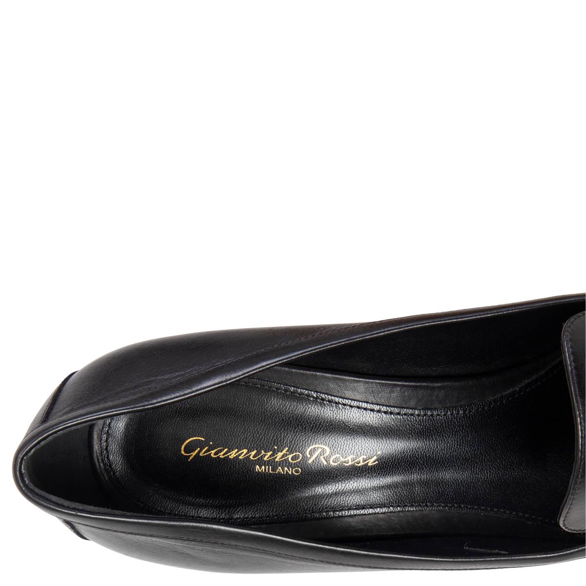 Women's GIANVITO ROSSI black leather TASSEL LOAFER Pumps Shoes 41 For Sale