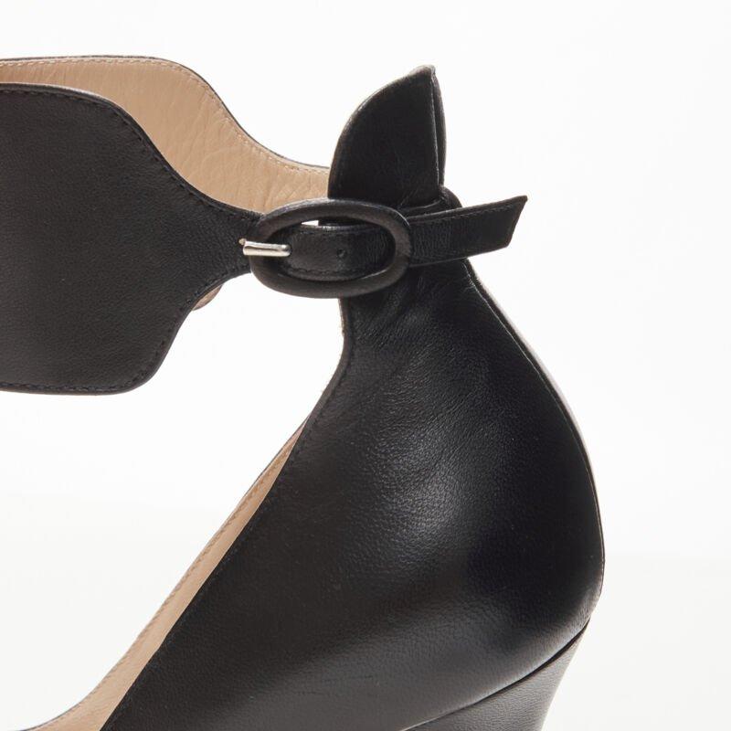 GIANVITO ROSSI black leather thick ankle strap stiletto pigalle pump EU38.5 For Sale 2