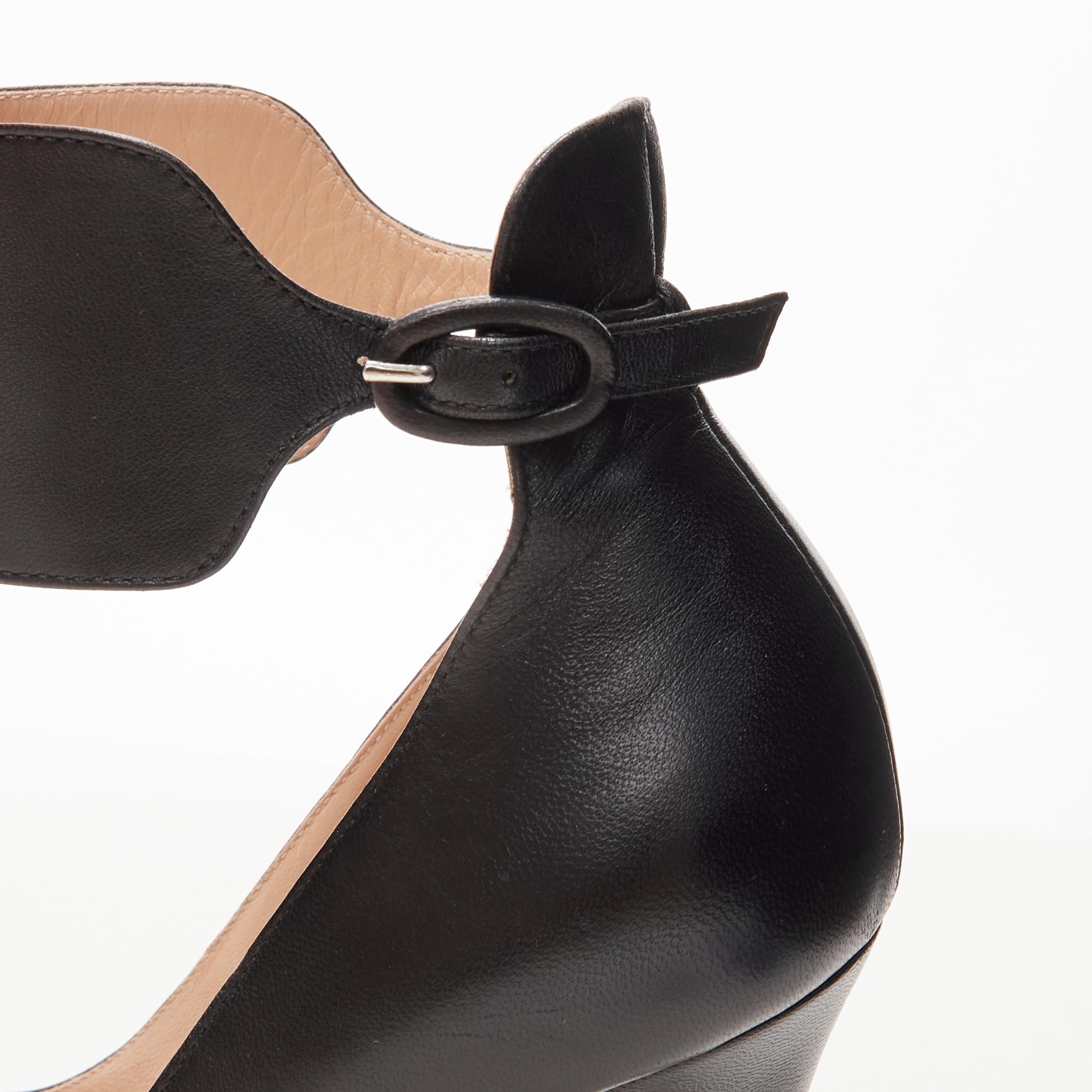 GIANVITO ROSSI black leather thick ankle strap stiletto pigalle pump EU38.5 For Sale 1