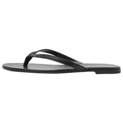 Gianvito Rossi Black Leather Thong Flats Slides Size 36