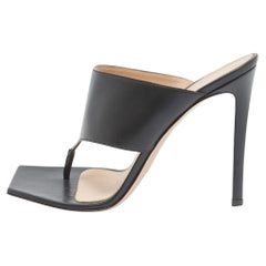 Gianvito Rossi Black Leather Thong Slide Sandals Size 39.5