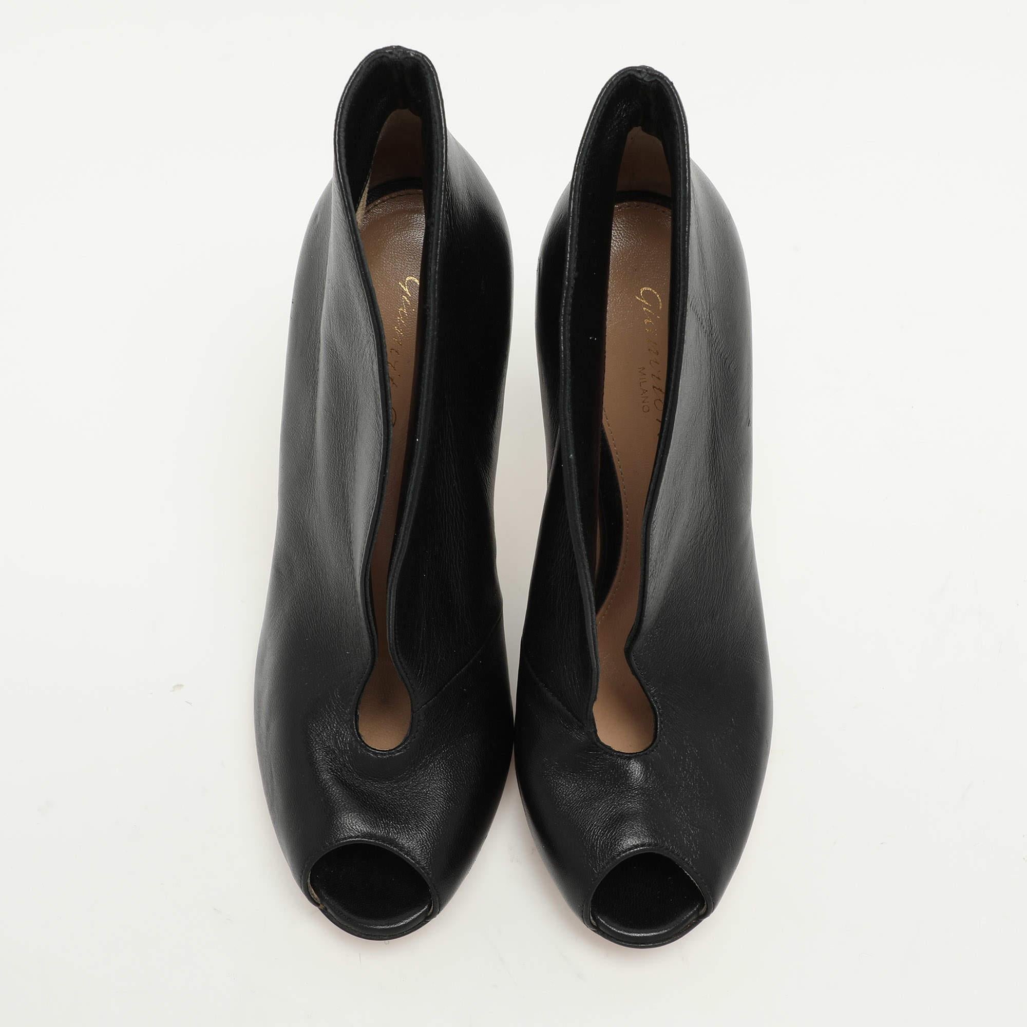 Gianvito Rossi Botines de piel negra tamaño 35.5 Negro en venta