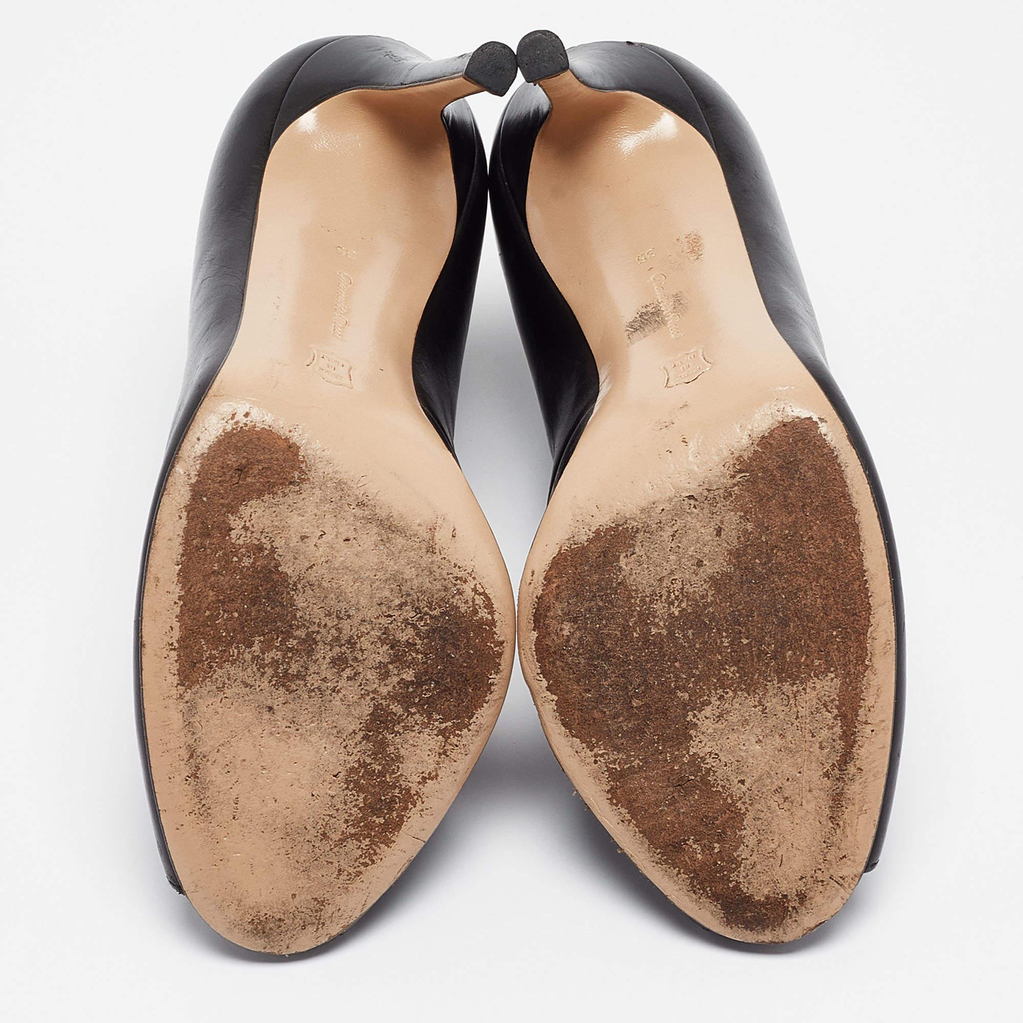 Gianvito Rossi Bottes à empeigne en cuir noir Taille 35 en vente 1