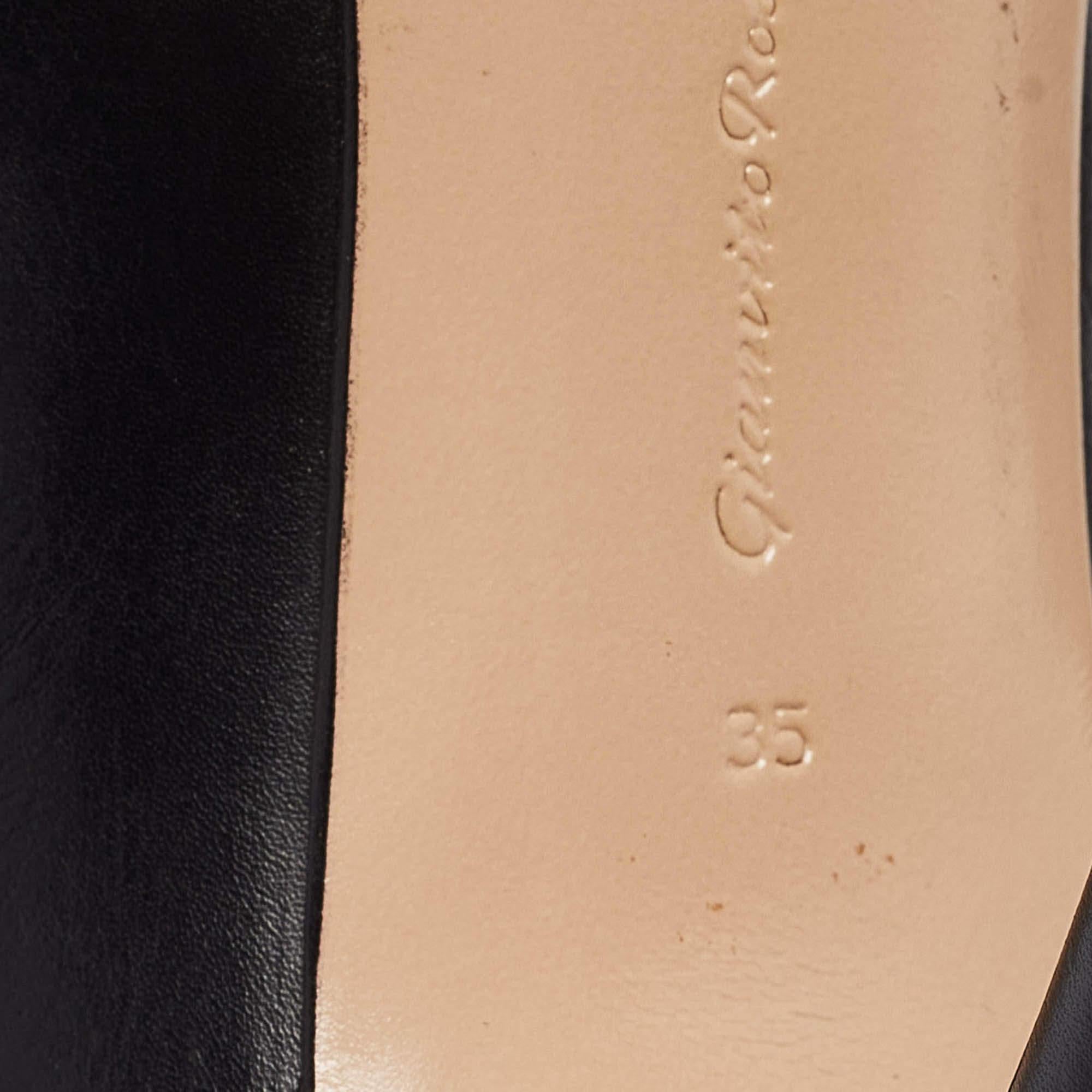 Gianvito Rossi Bottes à empeigne en cuir noir Taille 35 en vente 2