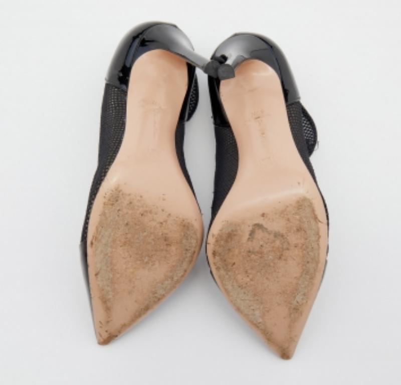 Gianvito Rossi Idol-Stiefeletten aus schwarzem Mesh und Lackleder Größe 36,5 im Angebot 2